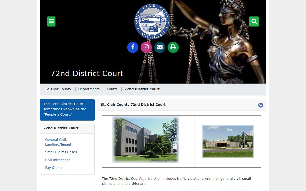 St. Clair County district court locations and payment notice for traffic warrant cases