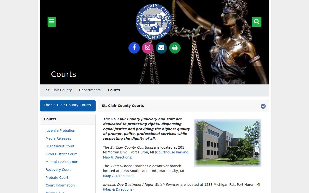 St. Clair County courthouse locations page for warrant case questions