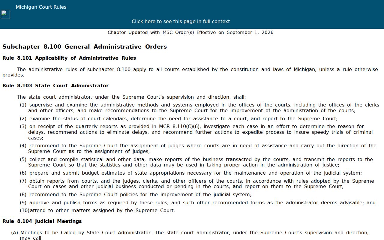 Michigan court rule page describing public access and sealed St. Clair County court records